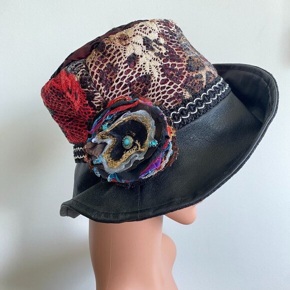 One Of A Kind Hand Made Mixed Media Bucket Hat New - Picture 11 of 13